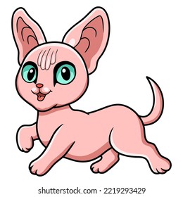 Cute sphynx cat cartoon walking