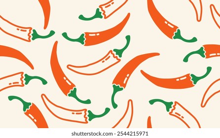Cute spicy chili pattern background vector design
