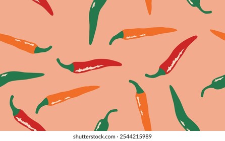 Cute spicy chili pattern background vector design