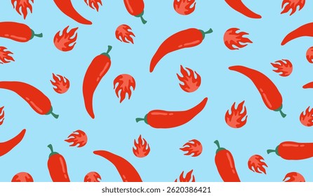 Cute spicy chili pattern background vector design