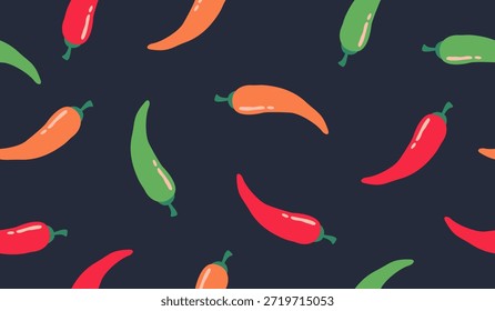 Diseño de Vector de fondo de patrón de chile picante lindo