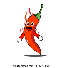 cute spicy chilli character vector design
