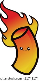 
cute spicy macaroni character, cartoon emoticon vector illustration. doodle icon
