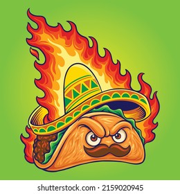 Cute and spicy mexican tacos vector illustrations for your work logo, merchandise t-shirt, stickers and label designs, poster, greeting cards advertising business company or brands