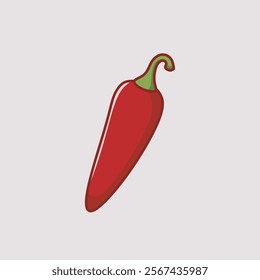 Cute spicy red chilli pepper flat icon design graphic vector illustration