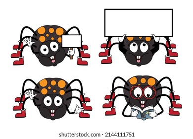 cute spider animal cartoon set