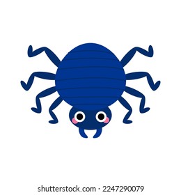 Cute spider with big eyes and cheeks. Forest or garden insect, bug for children. Funny childish characters. Nature animal for prints, clothes, stickers, textile, baby shower. Cartoon vector