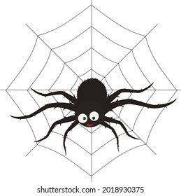 cute spider cartoon character on spiderweb 