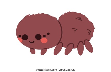 Cute Spider Cartoon Character. Vector Illustration Flat Design Isolated On white Background