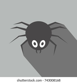 Cute spider cartoon, icon for web, isolated on grey background