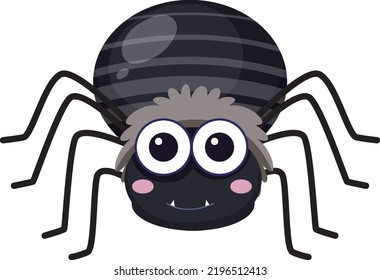 Cute spider cartoon on white background illustration