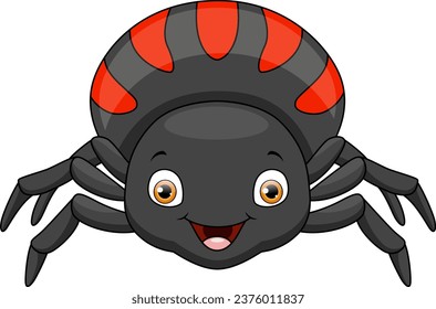 Cute spider cartoon on white background