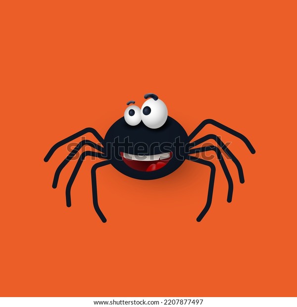 Cute Spider Cartoon Style Halloween Black Stock Vector Royalty Free