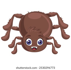 cute spider in cartoon style, tarantula, vector illustration with transparent background.