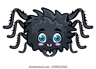 cute spider in cartoon style, vector illustration with transparent background.