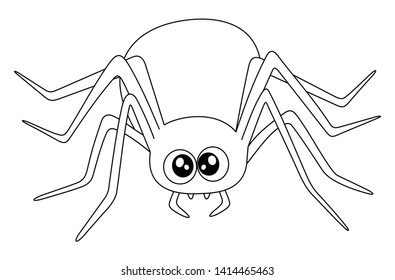 Cute spider cartoon, vector illustration