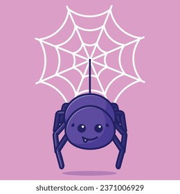 Cute spider cartoon vector illustration halloween holiday concept icon isolated