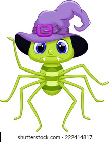 Cute spider cartoon wearing a hat