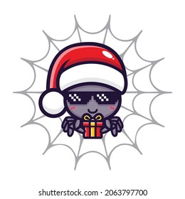 cute spider is celebrating christmas
