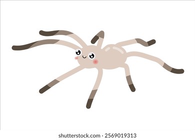 Cute spider. Cerbalus aravaensis. 
Vector simple color flat illustration.