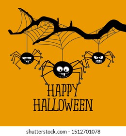 Cute spider collection - Halloween overlays, lettering labels design. Retro badge. Hand drawn isolated emblem with quote. Halloween party sign/logo. scrap booking, posters, greeting cards, banners.