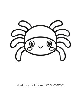 
Cute spider. Coloring. Black and white vector illustration.