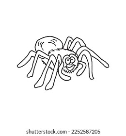 Cute spider With coloring book pages picture,spider line art,spider outline drawing vector illustration,spider vector art