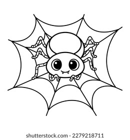 Cute Spider Coloring Page Cartoon Vector Illustration