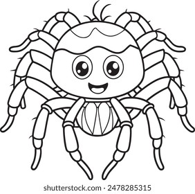 Cute Spider Doodle Coloring Page Character