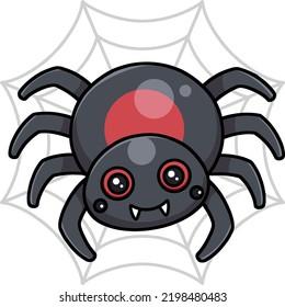 Cute spider - halloween - cartoon character - vector illustration