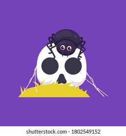 Cute spider halloween mascot design illustration