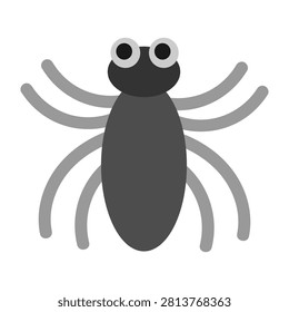 Cute spider. Hand drawn vector flat. Arthropod. Insect, hexapod. Animal. Pest. Scary spinner, caterpillar. Color illustration.