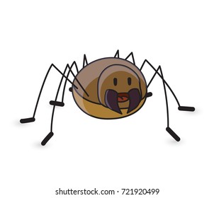 Cute Spider, handmade drawing. Vector illustration. Set of characters for Halloween. Isolated object on white background.