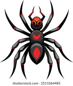 Aranha bonita pendurada na teia de aranha. Caractere de Halloween