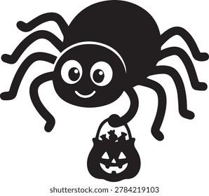 Cute spider holding pumpkin