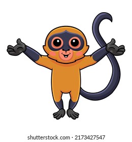 Cute spider monkey cartoon raising hands