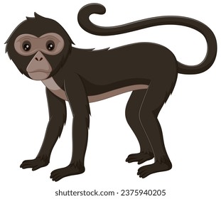 Cute spider monkey isolated on white background. Vector illustration