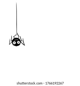 Cute spider on the web. Hand drawn. Isolated on white background. Halloween vector illustration