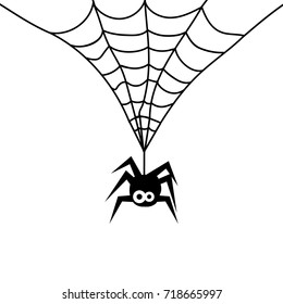 Cute Spider on web white background. Background of spider on web for the Halloween party