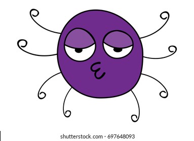 Cute Spider pouting. vector Illustration. Isolated on white background.