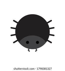 Cute spider round vector illustration icon. Scary, spooky halloween circle spider insect animal. Isolated.