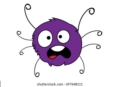 Cute Spider Scared. vector Illustration. Isolated on white background.