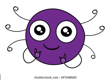 Cute Spider Smiling. vector Illustration. Isolated on white background.