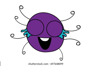 Cute Spider with tears of happiness. vector Illustration. Isolated on white background.