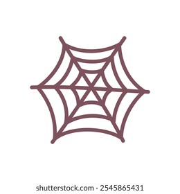 Ícone bonito de teia de aranha. Ilustração desenhada à mão de uma teia de aranha isolada em um fundo branco. Vetor 10 EPS.