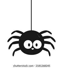 Cute spider with spider web on white background, halloween element  concept, illustration vector.