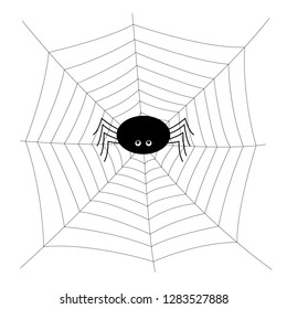 Cute spider and web over white background.