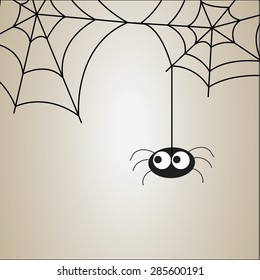 Cute spider and webs over brown background