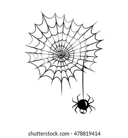 Cute spider and webs over white background. Vector illustration