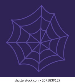 Cute spiderweb sticker. Old and scary place, graphic elements for website. Trap, sticker, social media emoji, icons for kids. Holiday, Hallooween, autumn, october. Cartoon flat vector illustration